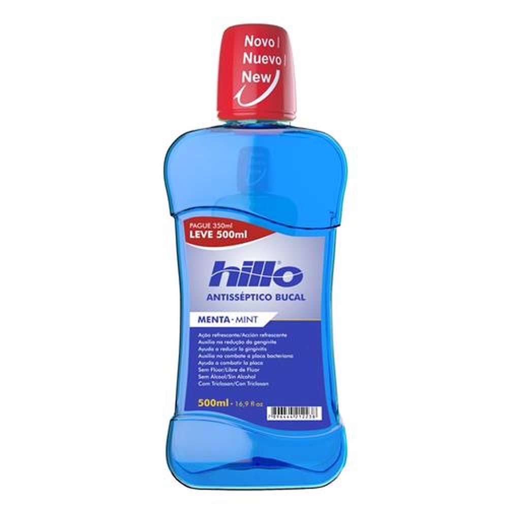 Enxaguante Antisséptico Bucal Hillo Menta Mint - Pague 350 ML e Leve 500 ML
