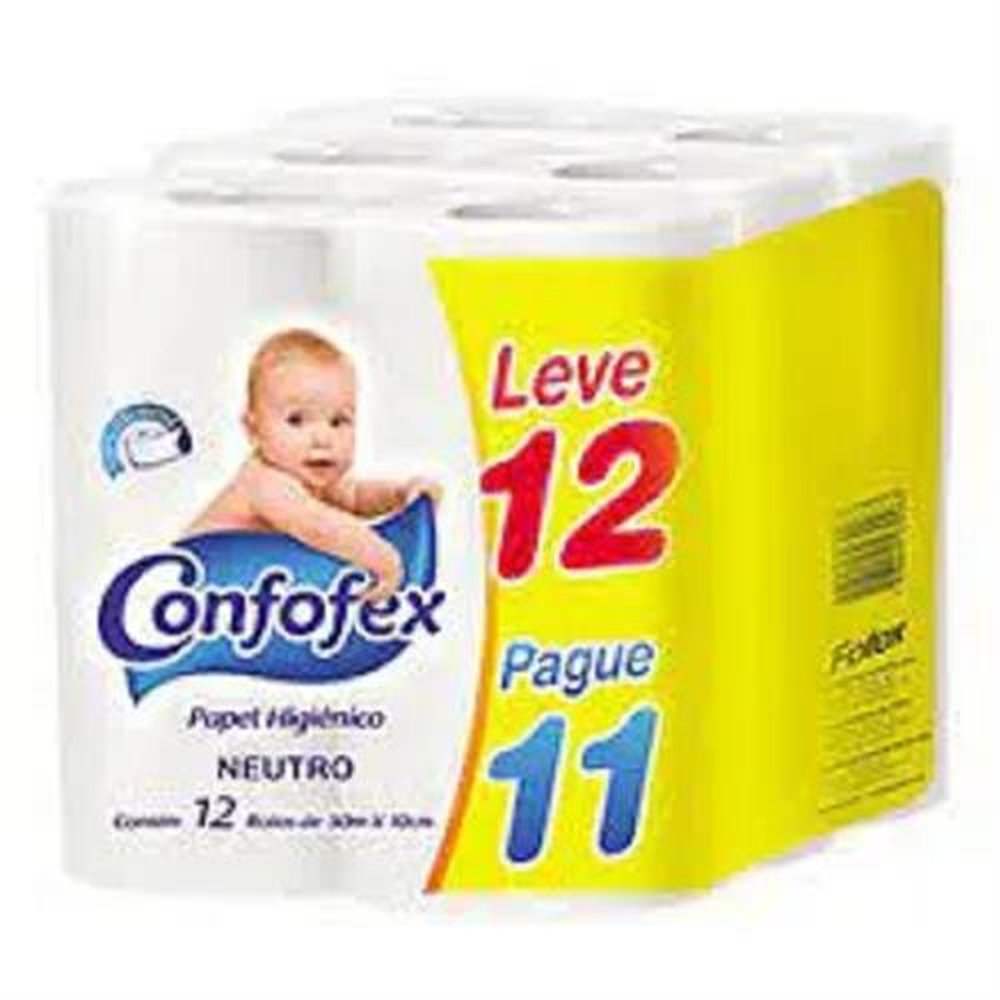 Papel Higienico Folha Simples 30M Confofex Neutro - 1X12 Unidades