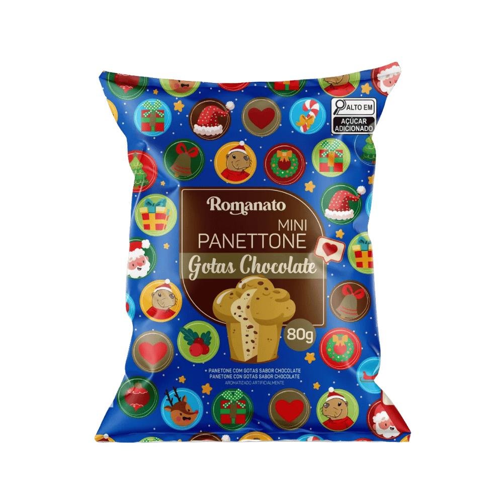 Mini Panettone Romanato Gotas sabor Chocolate 24x80g