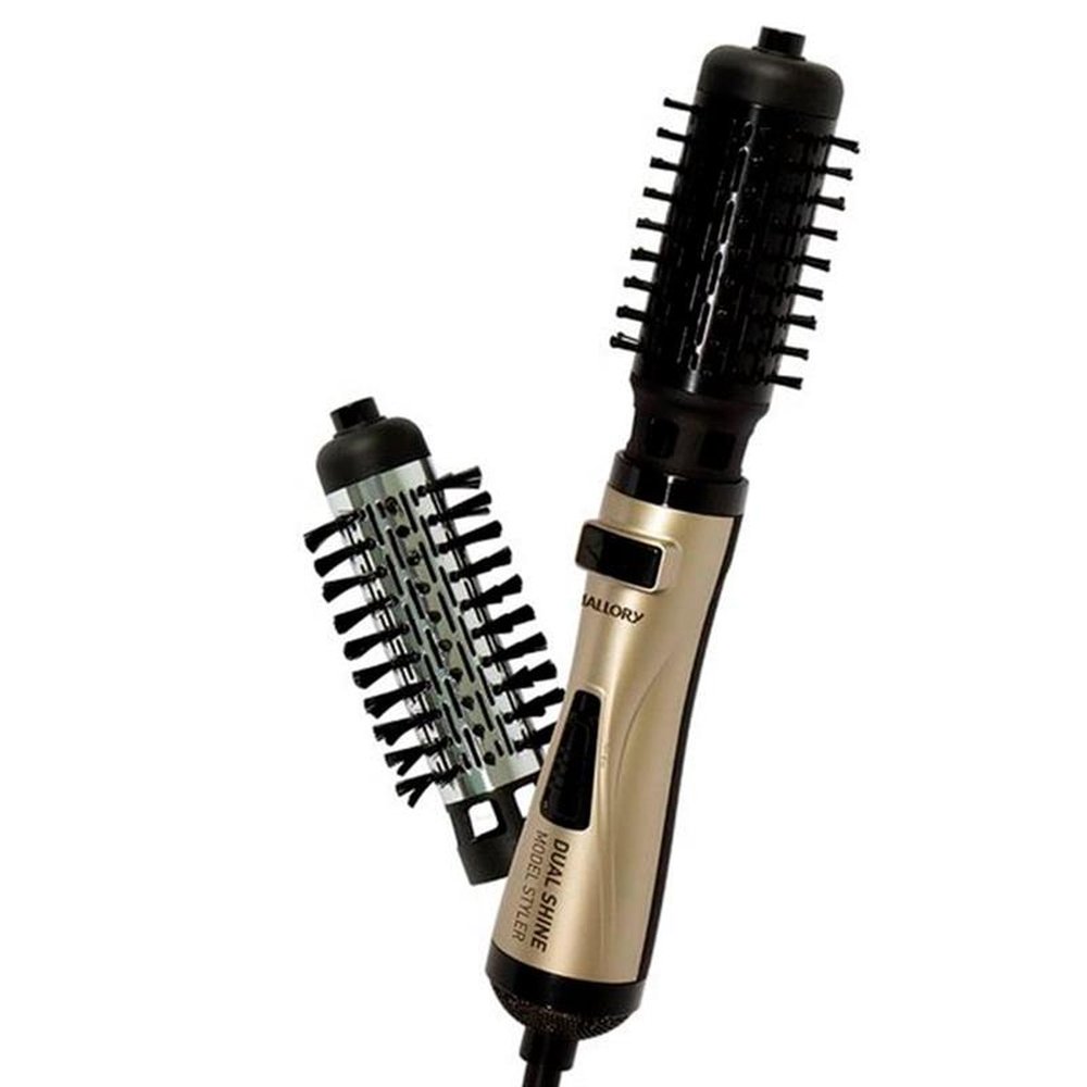 Escova Rotativa Mallory Dual Shine Model, 1000W, 2 Escovas, Sistema PTC, Dourada, 220V