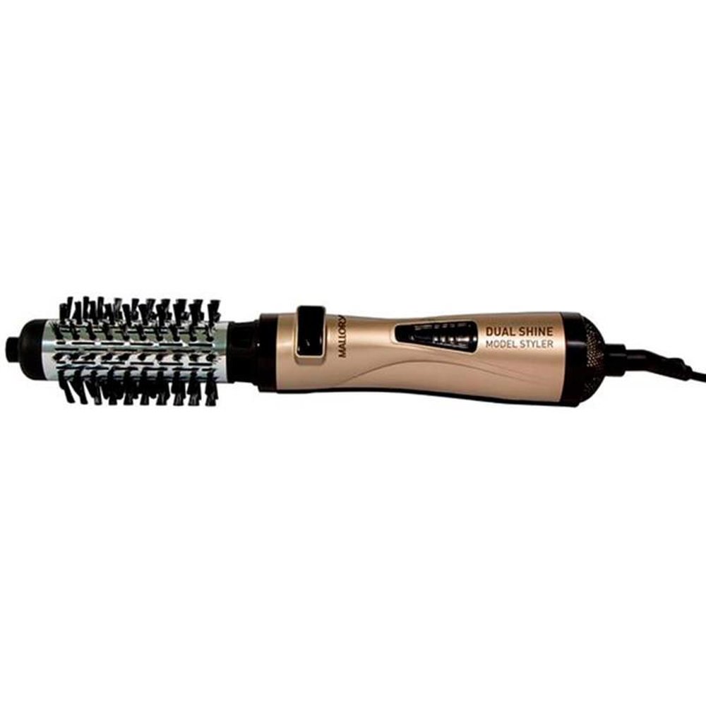 Escova Rotativa Mallory Dual Shine Model, 1000W, 2 Escovas, Sistema PTC, Dourada, 220V
