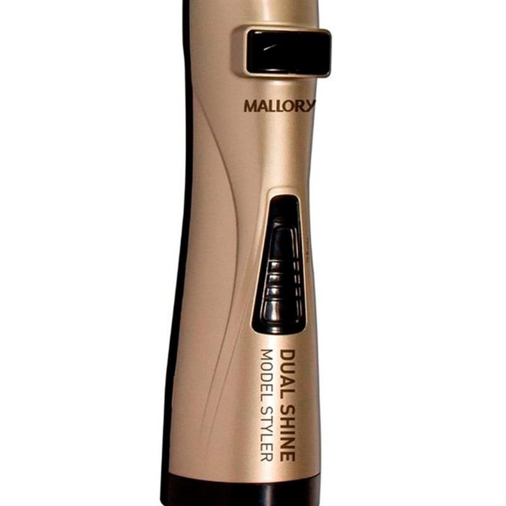 Escova Rotativa Mallory Dual Shine Model, 1000W, 2 Escovas, Sistema PTC, Dourada, 220V