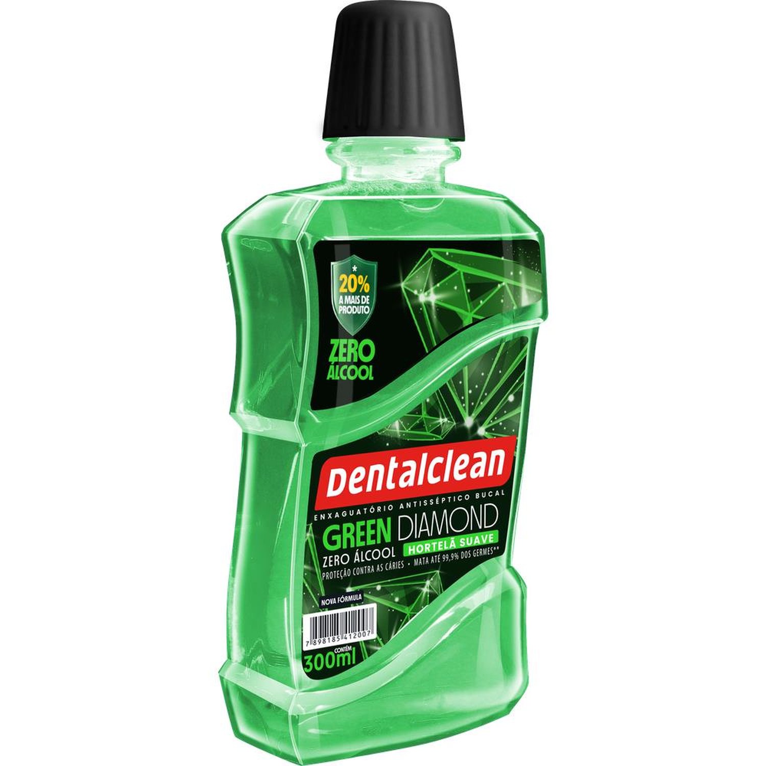Enxaguante Bucal Zero Álcool Hortelã Suave Dentalclean Green Diamond Frasco 300ml
