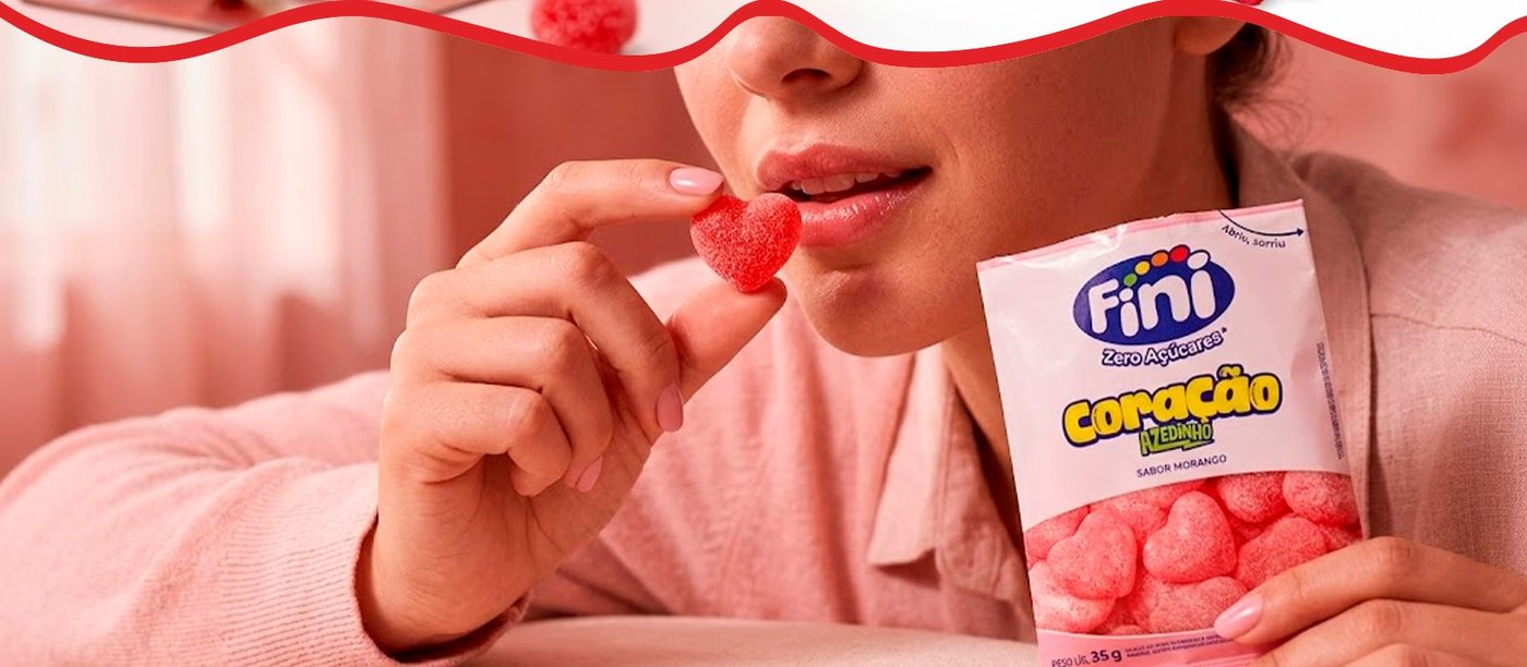 Embalagem de 35g da Bala Fini Zero Açúcares sabor morango