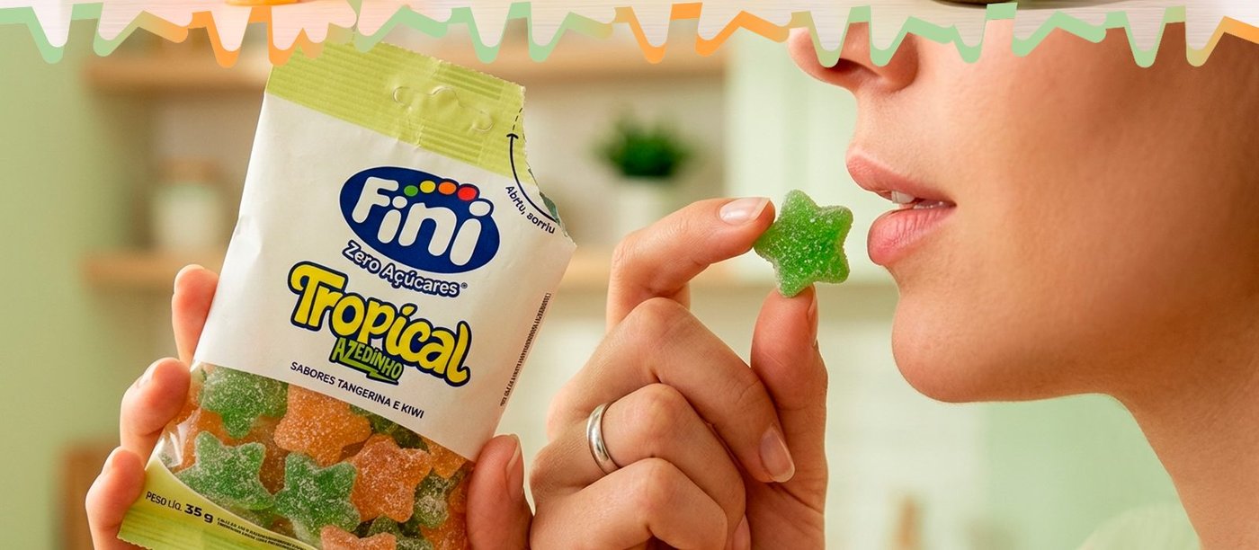 Embalagem de 35g da Bala Fini Zero Açúcares Tropical
