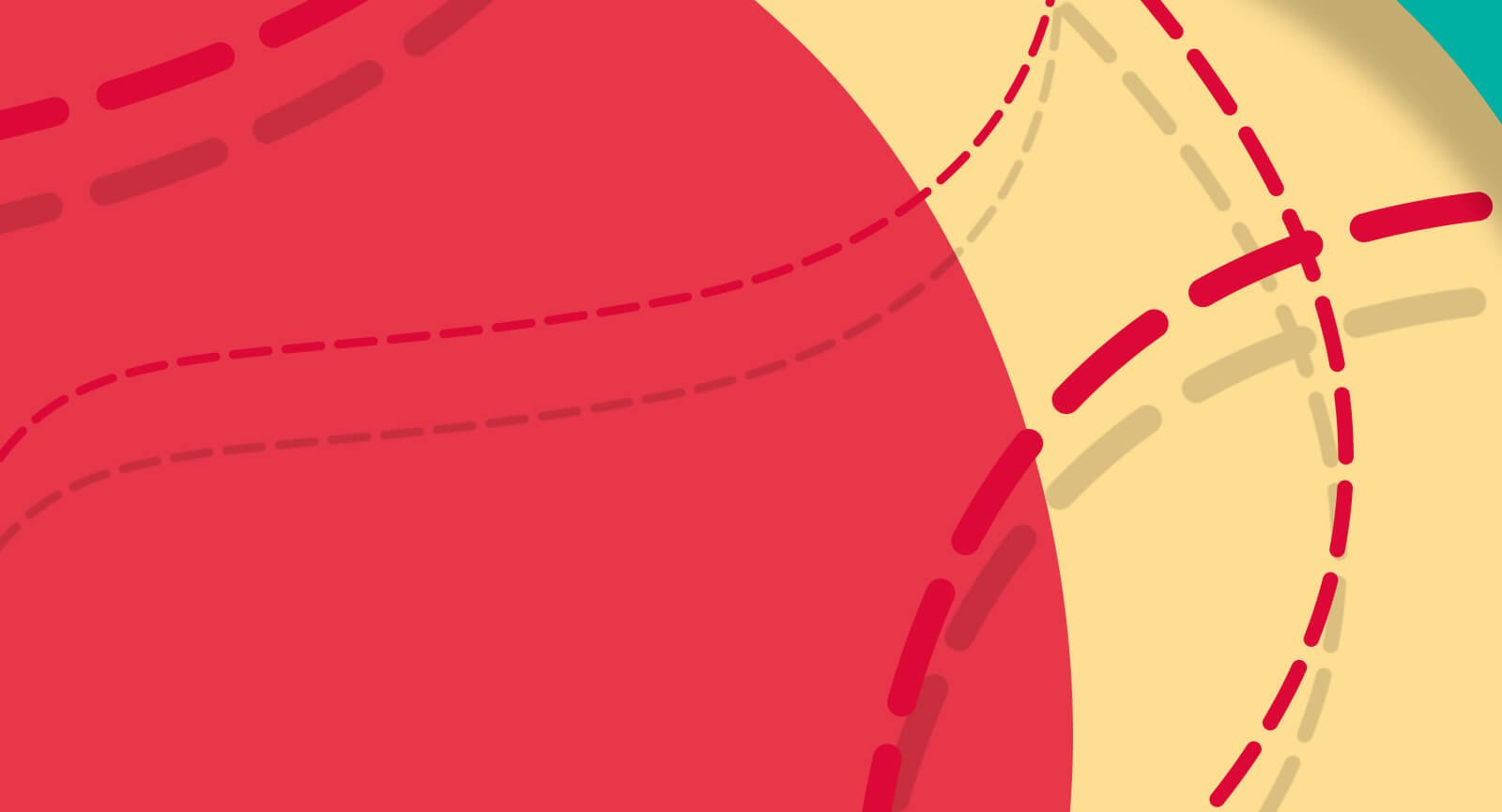 Detalhe de fundo abstrato vermelho, amarelo e verde com curvas tracejadas da marca Fofura Baby