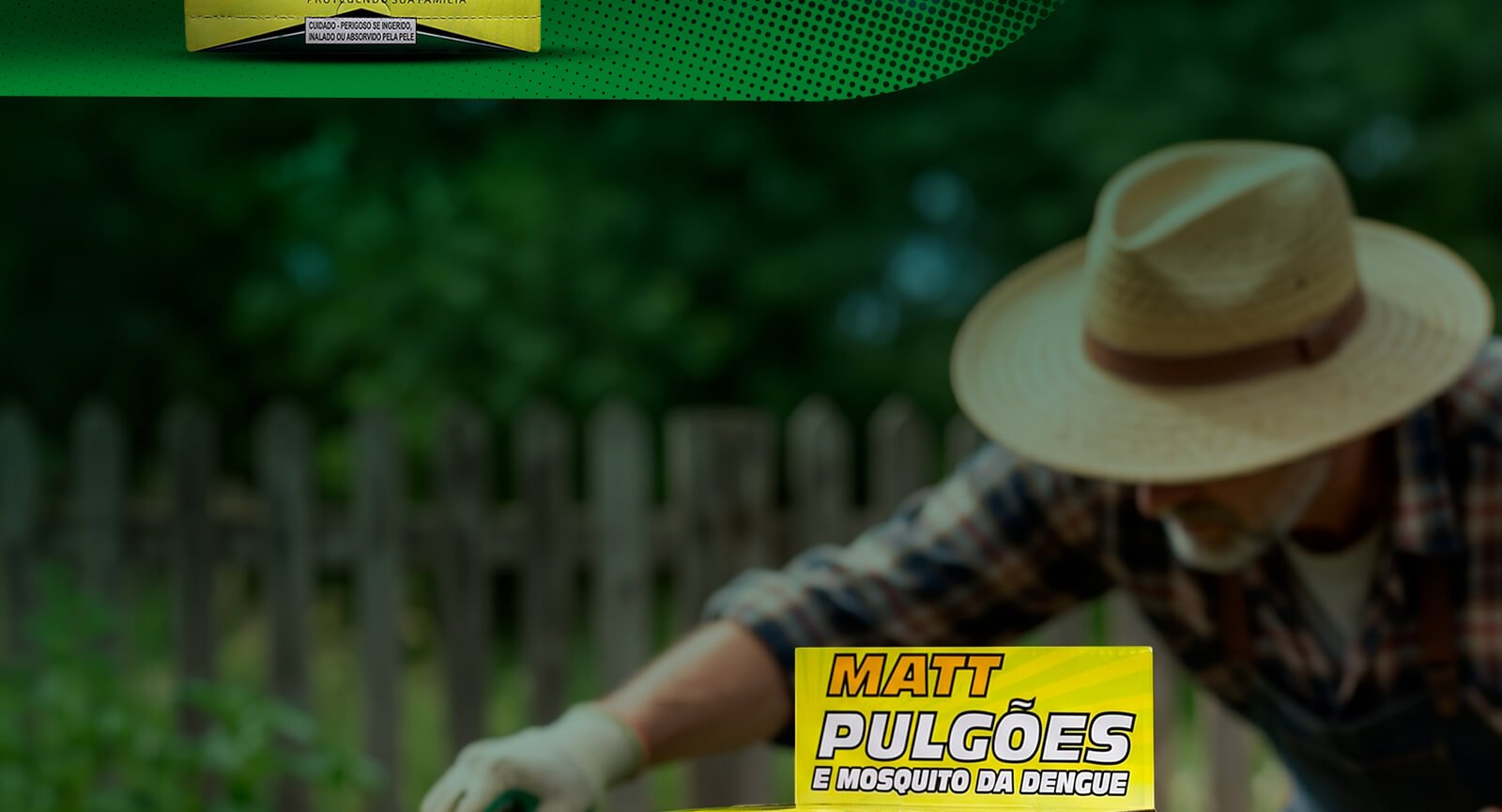 Jardineiro pulverizando horta caixa Inseticida Kelldrin Matt Pulgões em primeiro plano