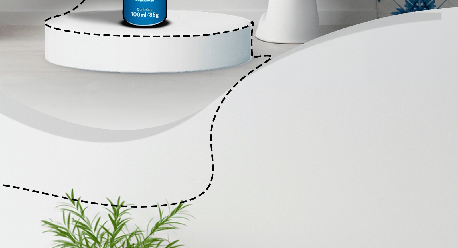 Detalhe embalagem odorizador Block Nº 2 em pódio exibindo volume 100ml 85g