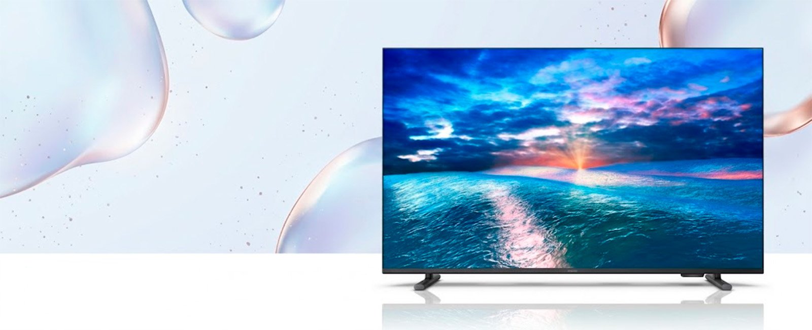 Smart TV Philips 43 polegadas Full HD com Titan OS em cenário decorativo moderno