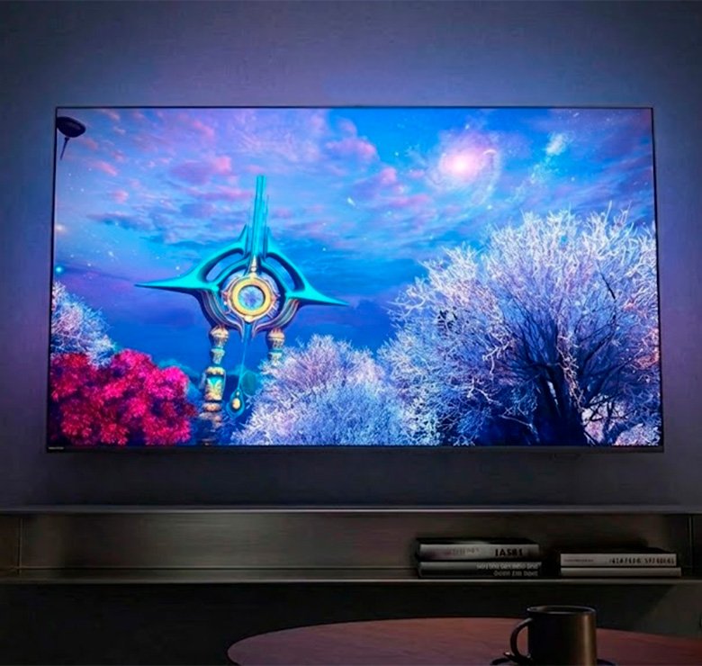 Tecnologia Ambilight Smart TV Philips 70Poelgadas luzes coloridas projetadas parede sala